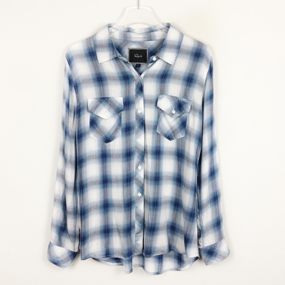 Rails Tops - Rails | Blue White Plaid Button Down | Small